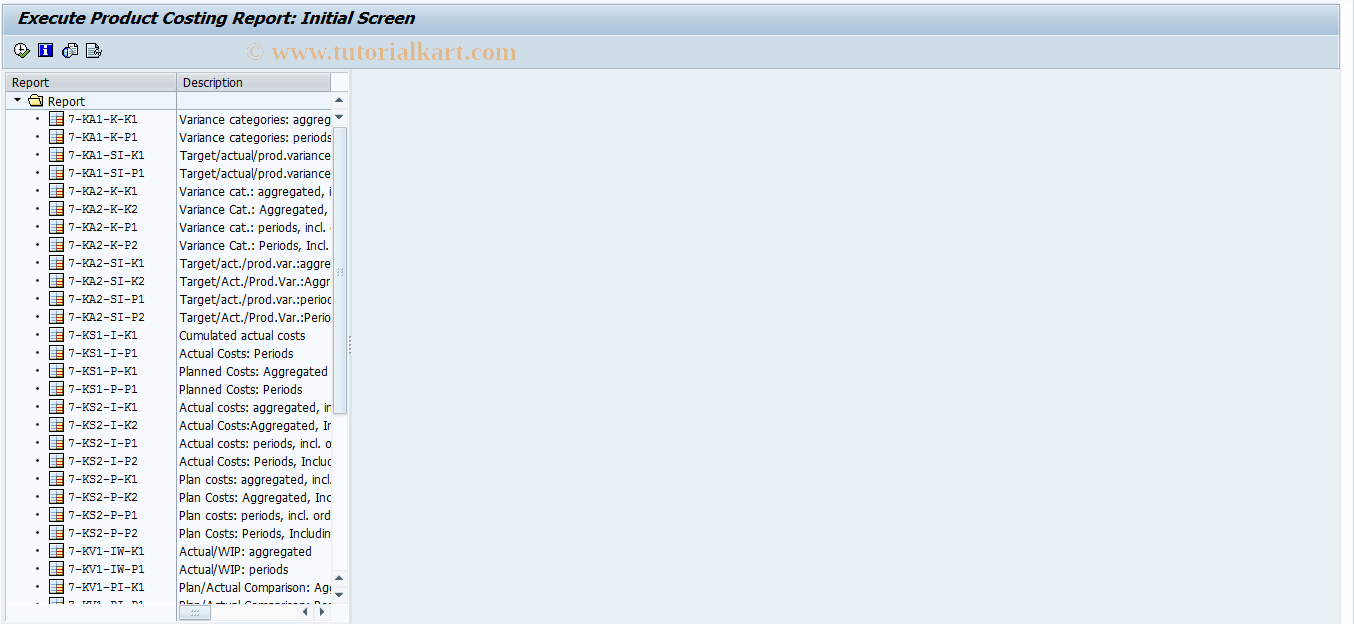 SAP TCode KKO0 - Run Drilldown Report