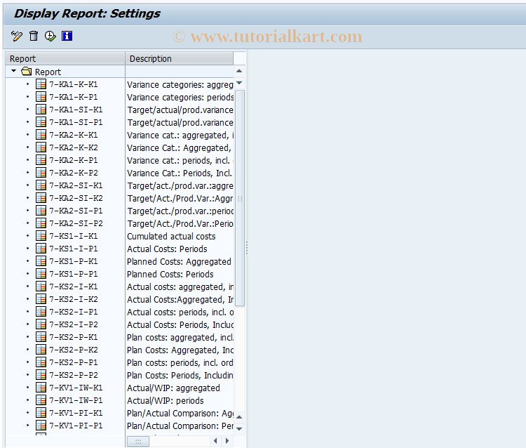 KKO3 SAP Tcode : Display Drilldown Report Transaction Code