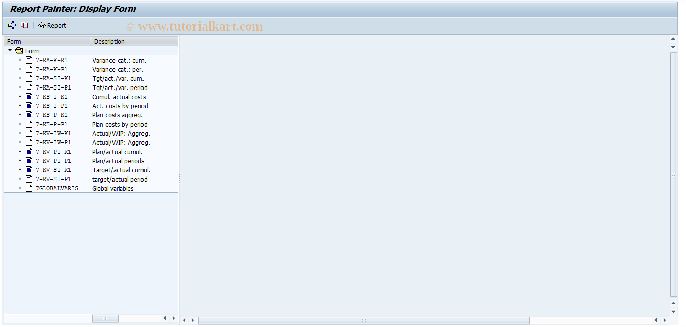 SAP TCode KKO6 - Display Form