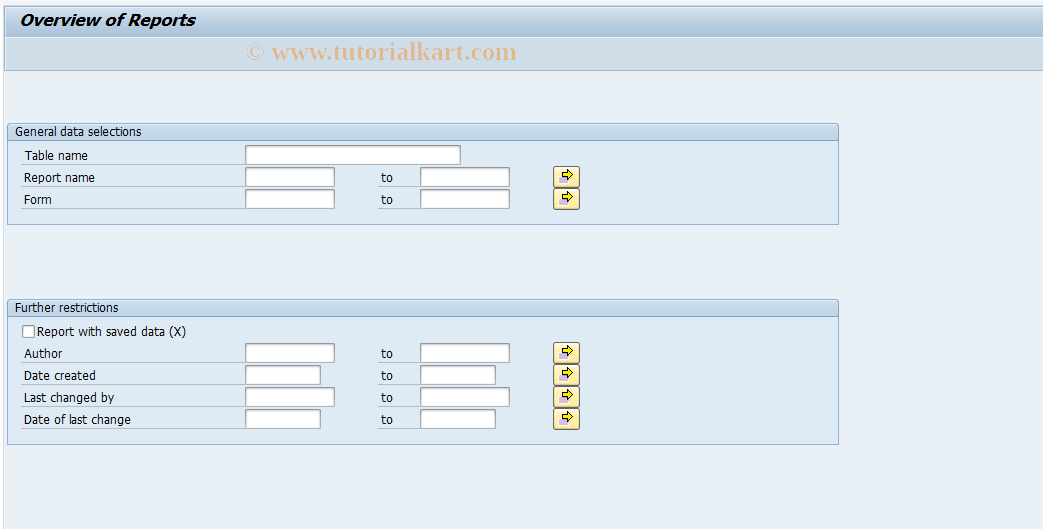 SAP TCode KKOO - Reorganization of Reports