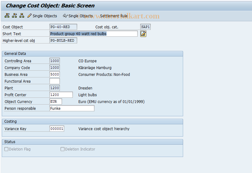 SAP TCode KKP2 - Change Hierarchy Master Record