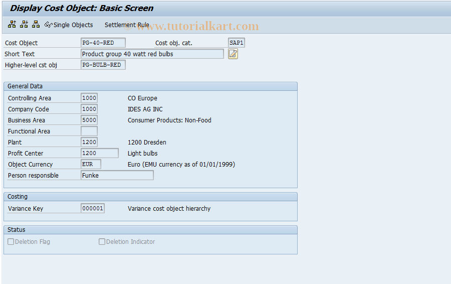 SAP TCode KKP3 - Display Hierarchy Master Record