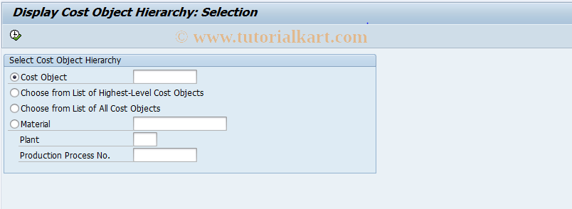 SAP TCode KKP4 - Display Cost Object Hierarchy