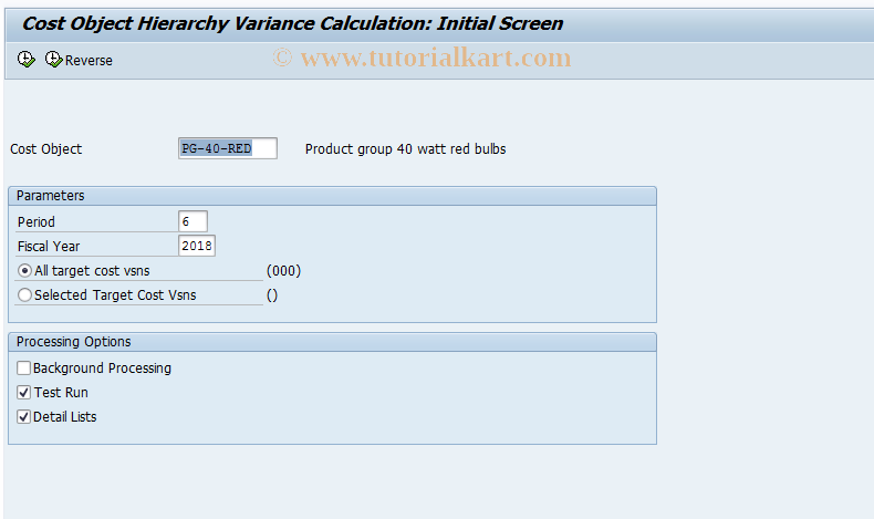 SAP TCode KKP5 - Cost ObjHier: Individual Procurement Variances