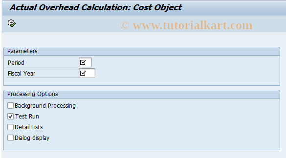 SAP TCode KKPJ - Actual OHead: Cost Obj Collec Procurement 