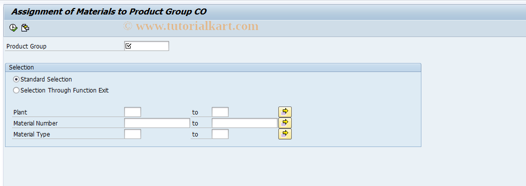 SAP TCode KKPN - Material Assignment