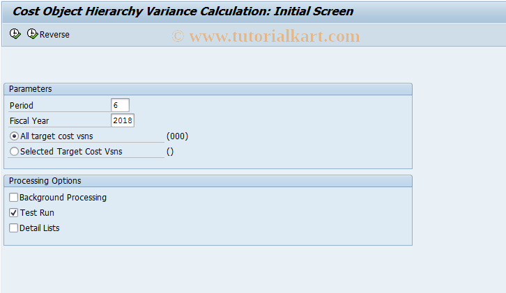 SAP TCode KKPT - Cost Obj Hier: Collective Procurement Variances