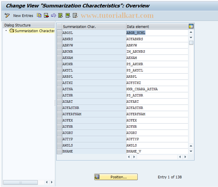 SAP TCode KKR2 - CO Summarization: Summ. Characterist