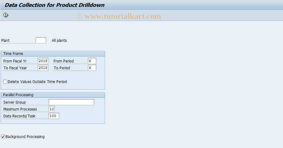 SAP TCode KKRV - Data Collection Product Drilldown