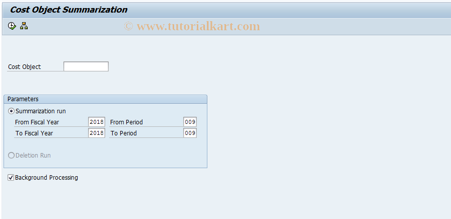 SAP TCode KKRZ - Summarization: Process Mfg (COC)