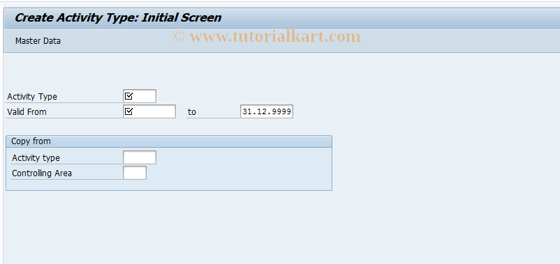 SAP TCode KL01 - Create Activity Type