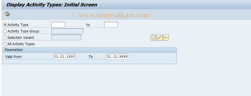 SAP TCode KL03CORE - Display Activity Types