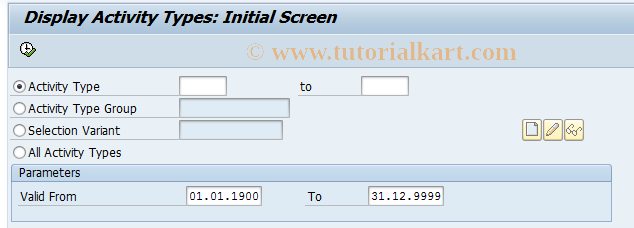 SAP TCode KL13 - Activity Types: Master Data Report