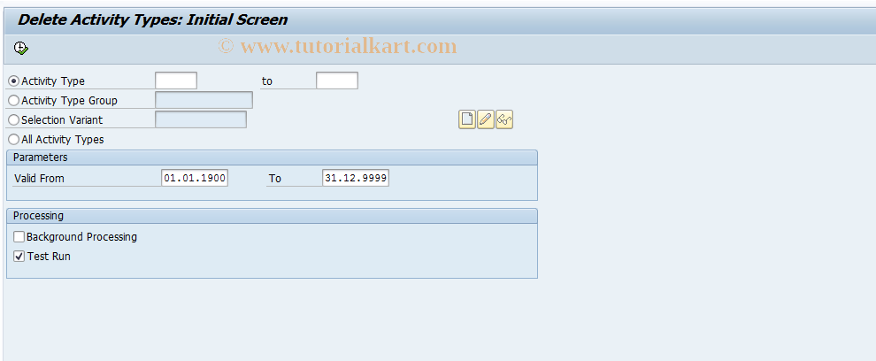 SAP TCode KL14 - Delete Activity Types