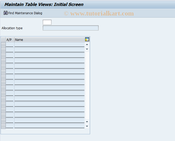 SAP TCode KLAU - Change Allocation Assessment Ledger