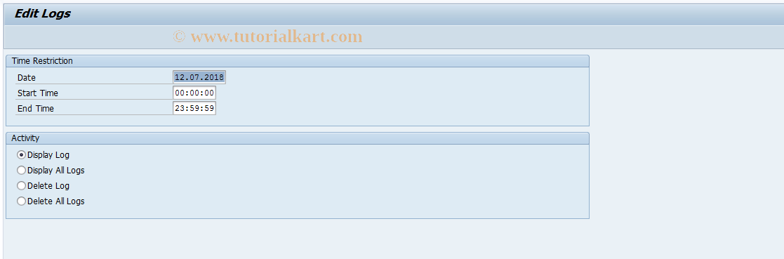 SAP TCode KLEH - Display Logs