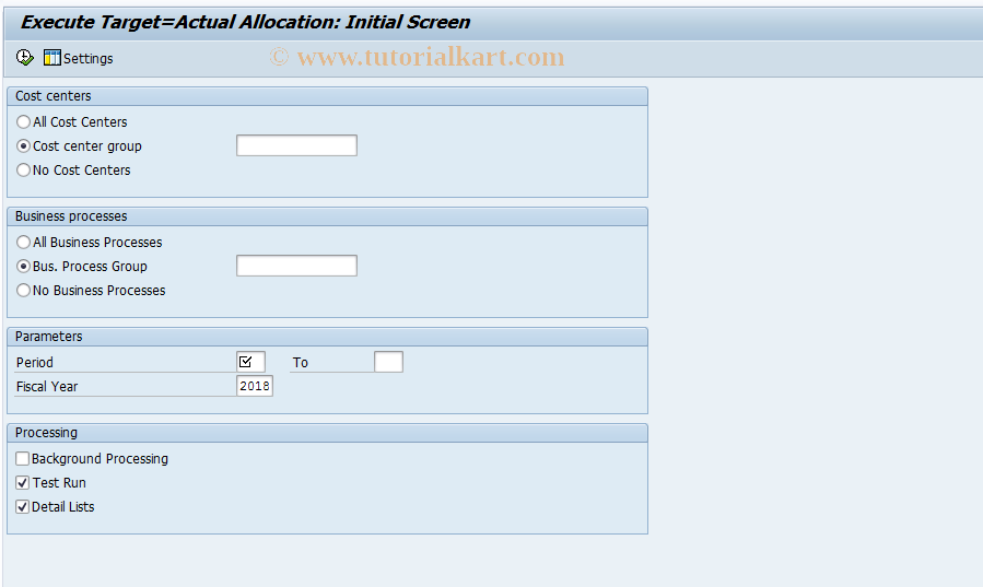 SAP TCode KNMA - Target=Actual-IAA: cost centers