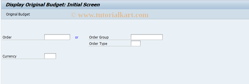 SAP TCode KO23 - Display Order Budget