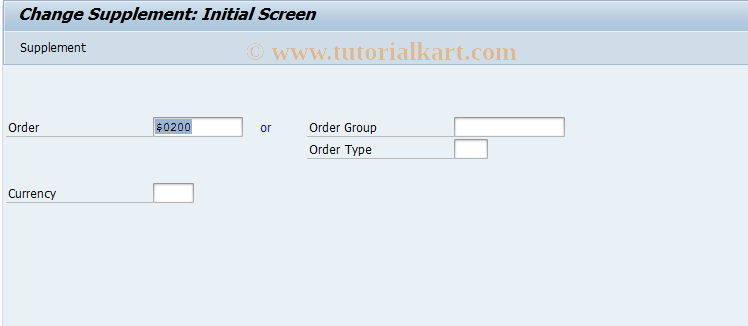 SAP TCode KO24 - Change Order Supplement