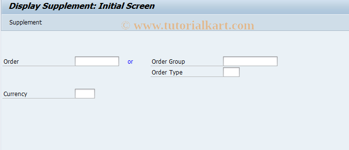 SAP TCode KO25 - Display Order Supplement