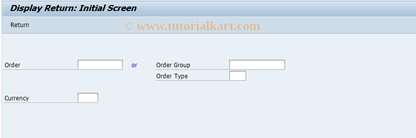 SAP TCode KO27 - Display Order Return