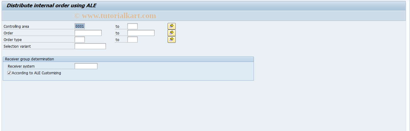 SAP TCode KOA1 - Send Internal Order