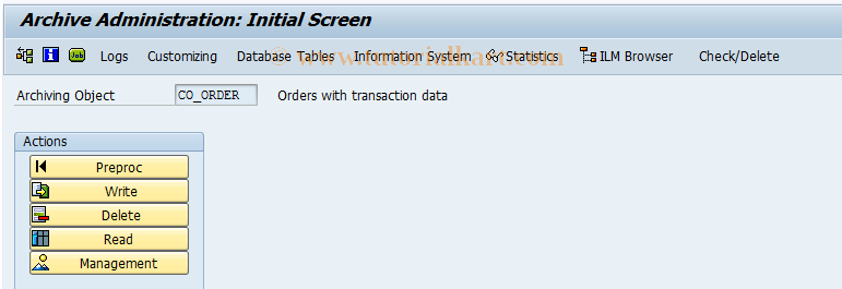 SAP TCode KOAR - Archive CO Orders