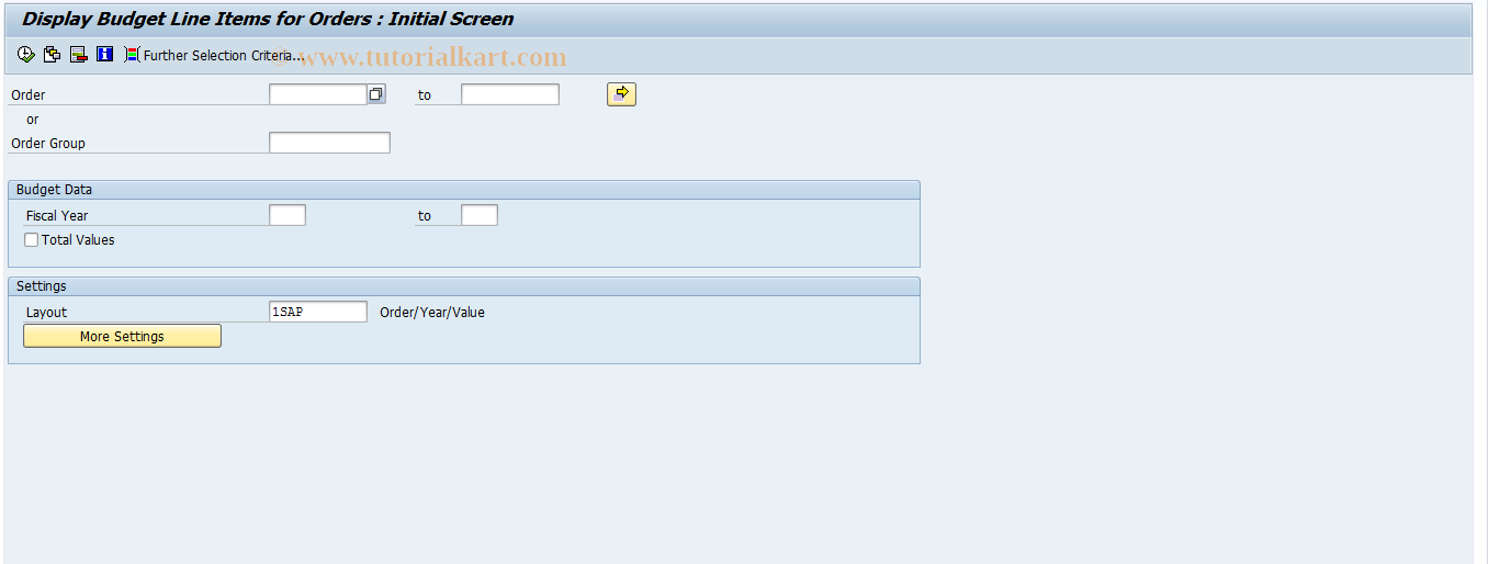 SAP TCode KOB4 - Orders: Budget Line Items