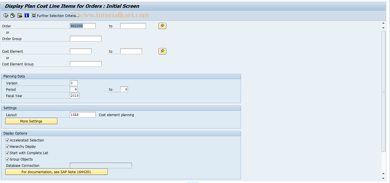 SAP TCode KOBPN - Orders: Plan Line Items New