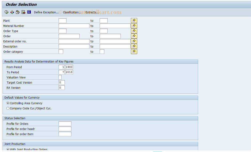 SAP TCode KOC4 - Cost Analysis