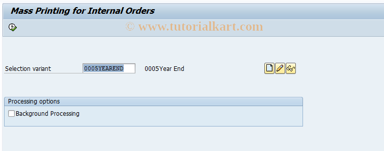 SAP TCode KOK6 - Collect. Printing of Internal Orders