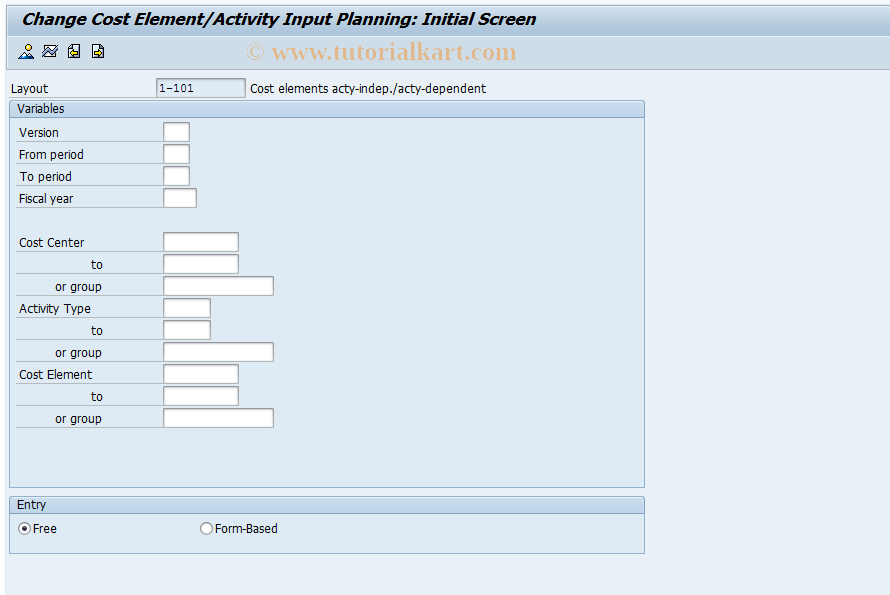 SAP TCode KP06 - Change CElem/Activity Input Planning