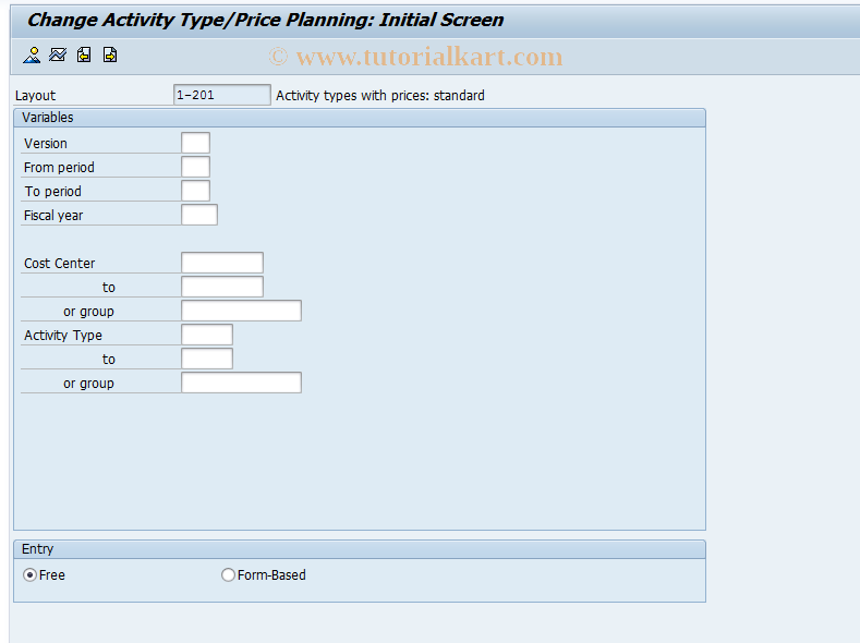 SAP TCode KP26 - Change Plan Data for Activity Types