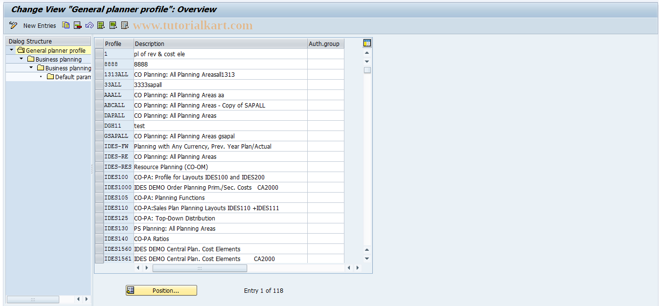 SAP TCode KP34BP - Maintain CO Planner Profiles