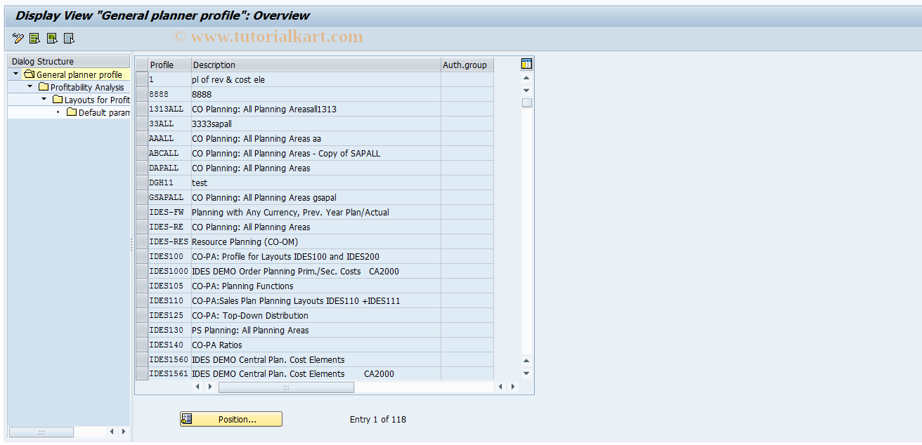 SAP TCode KP34ER - Maintain CO Planner Profiles