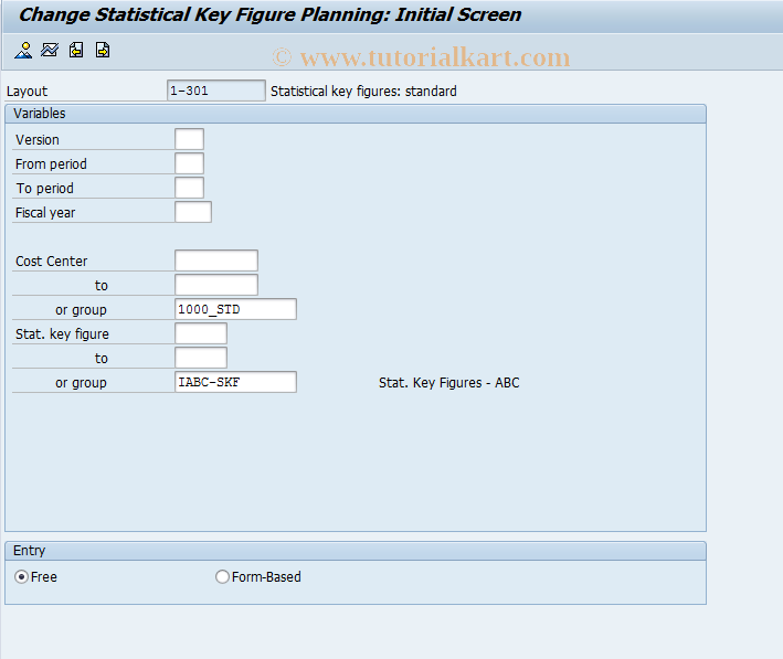 SAP TCode KP46 - Change Statistical Key Figure Plan Data