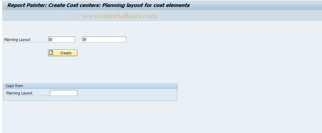 SAP TCode KP65 - Create Cost Planning Layout