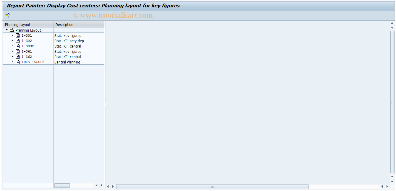 SAP TCode KP87 - Display Statistical KF Planning Layout