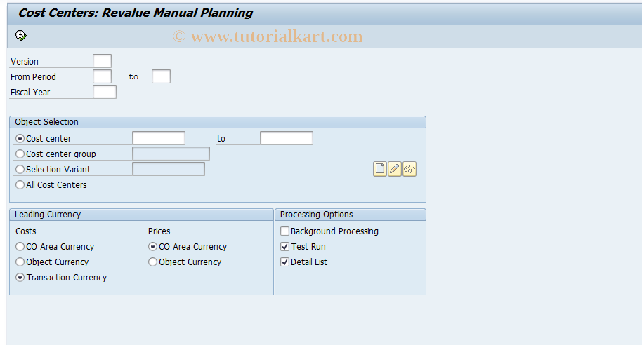 SAP TCode KP95 - Revaluate Manual Planning