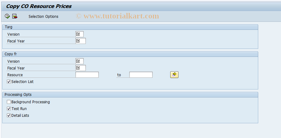 SAP TCode KP9R - Copy CO Resource Prices