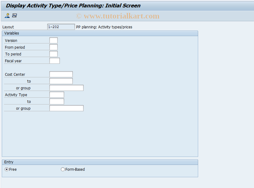 SAP TCode KPB7 - Display Activity Type Plan Data