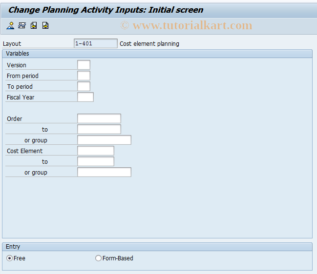 SAP TCode KPC6 - Change Activity Input Planning