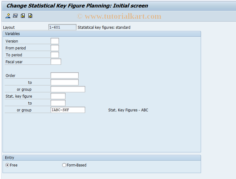 SAP TCode KPD6 - Change Statistical Key Figure Plan Data