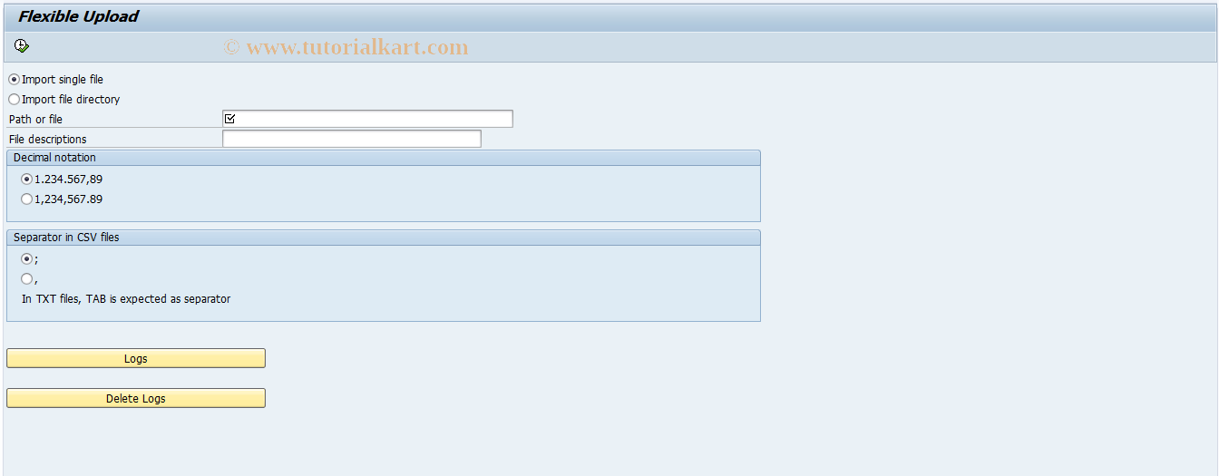 SAP TCode KPEU - Flexible Upload for Excel Planning