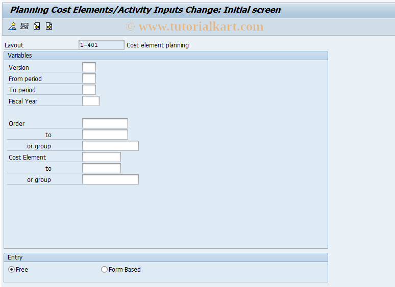 SAP TCode KPF6 - Change CElem/Activity Input Planning