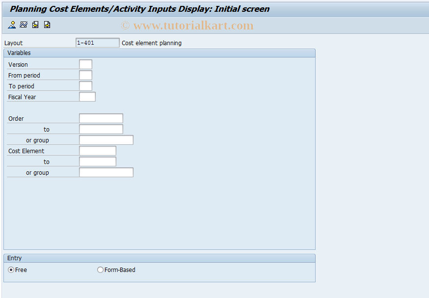 SAP TCode KPF7 - Display CElem./Acty Input Planning