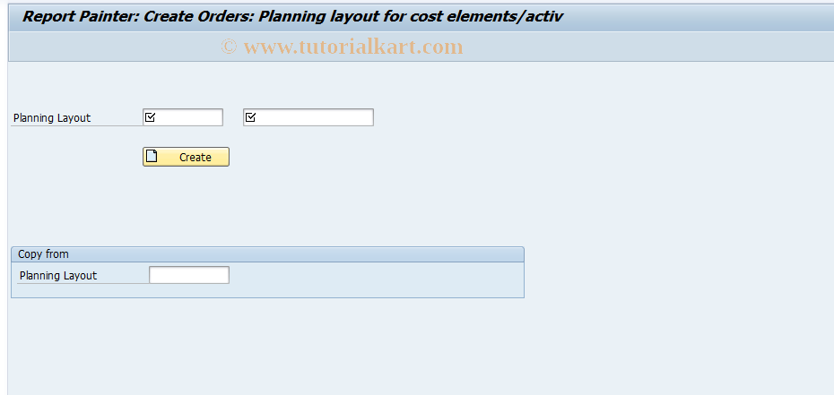 SAP TCode KPG5 - Create Cost Planning Layout