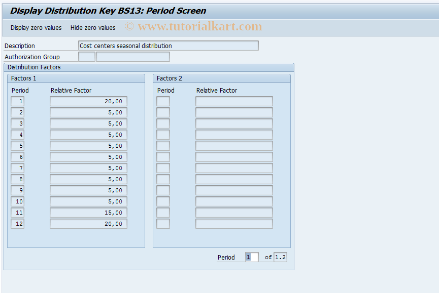 SAP TCode KPH3 - Display Distribution Key