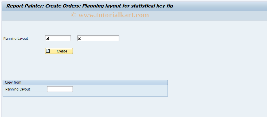 SAP TCode KPH5 - Create Statistical KF Planning Layout