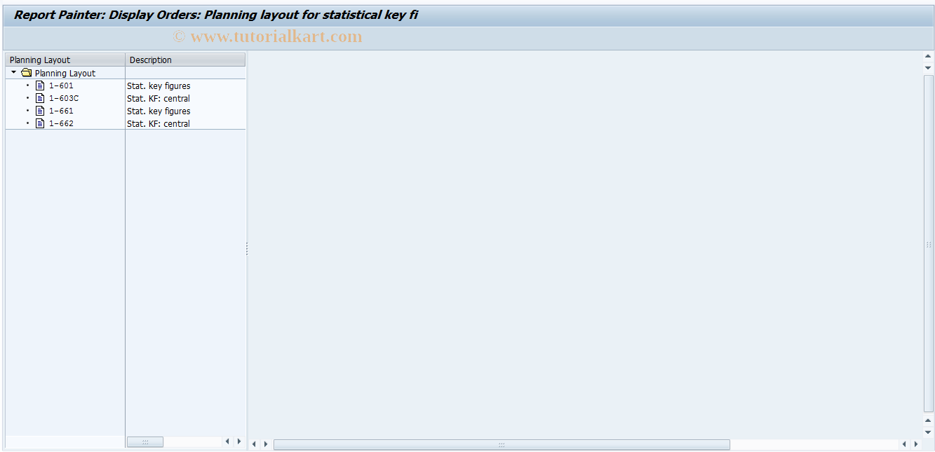 SAP TCode KPH7 - Display Statistical KF Planning Layout